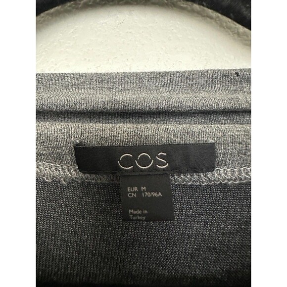 COS Wrap Knee Length Cowl Neck Dress Gray Lagenlook Sheath Work Women's Medium - Picture 3 of 8